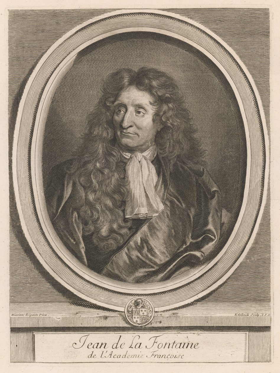 Jean de La Fontaine, z książki Les hommes illustres..., tom I, autorstwa Charlesa Perraulta autorstwa Gérard Edelinck