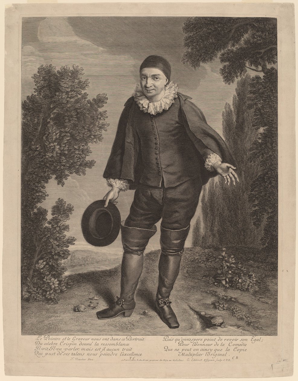 Raimond Poisson jako Crispin autorstwa Gerard Edelinck after Theodor Netscher