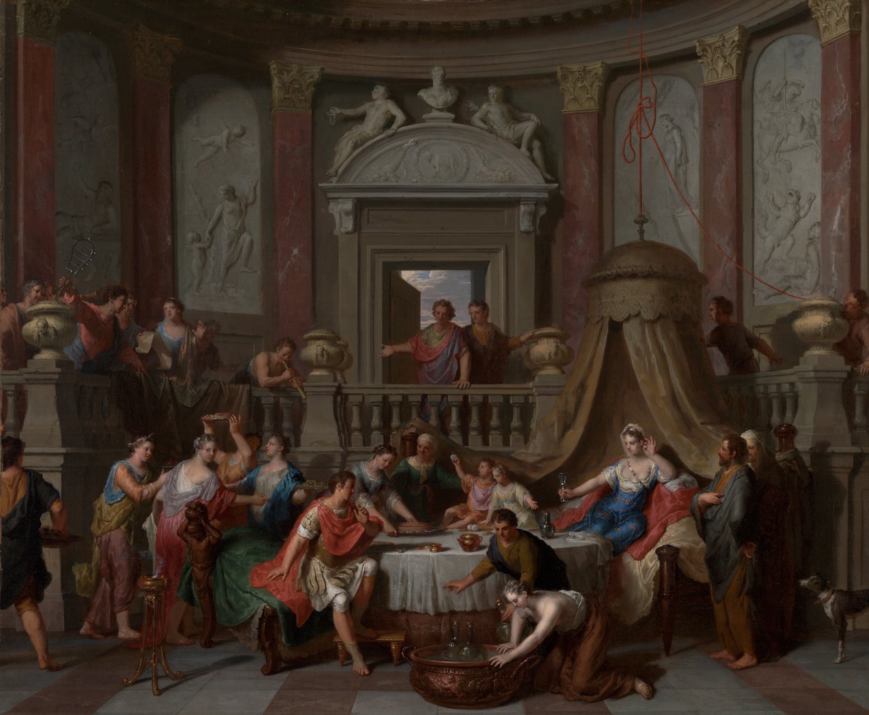 Bankiet Kleopatry, ok. 1700 (olej na płótnie) autorstwa Gerard Hoet