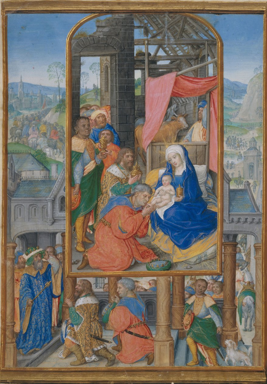 Iluminacja rękopisu z adoracją Trzech Króli, ca. 1515-25. autorstwa Gerard Horenbout