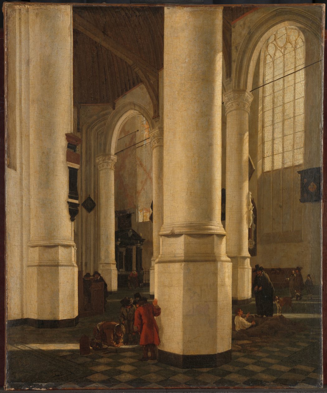 Wnętrze Oude Kerk w Delft z grobowcem wiceadmirała Pietera Pietersza Heijna autorstwa Gerard Houckgeest (attributed to)