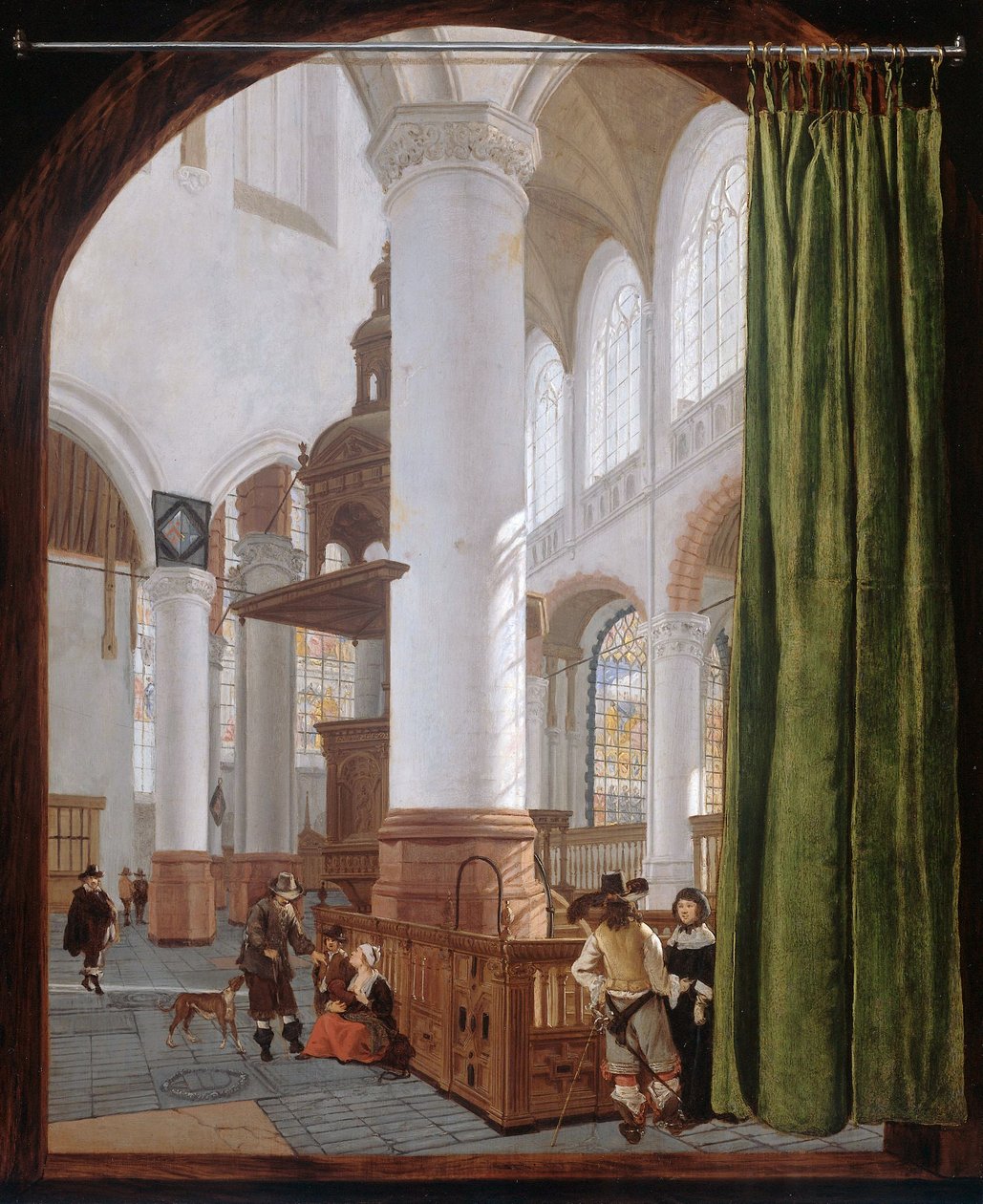 Niderlandzki: Interieur van de Oude Kerk in Delft, 1654 Wnętrze starego kościoła w Delft autorstwa Gerard Houckgeest