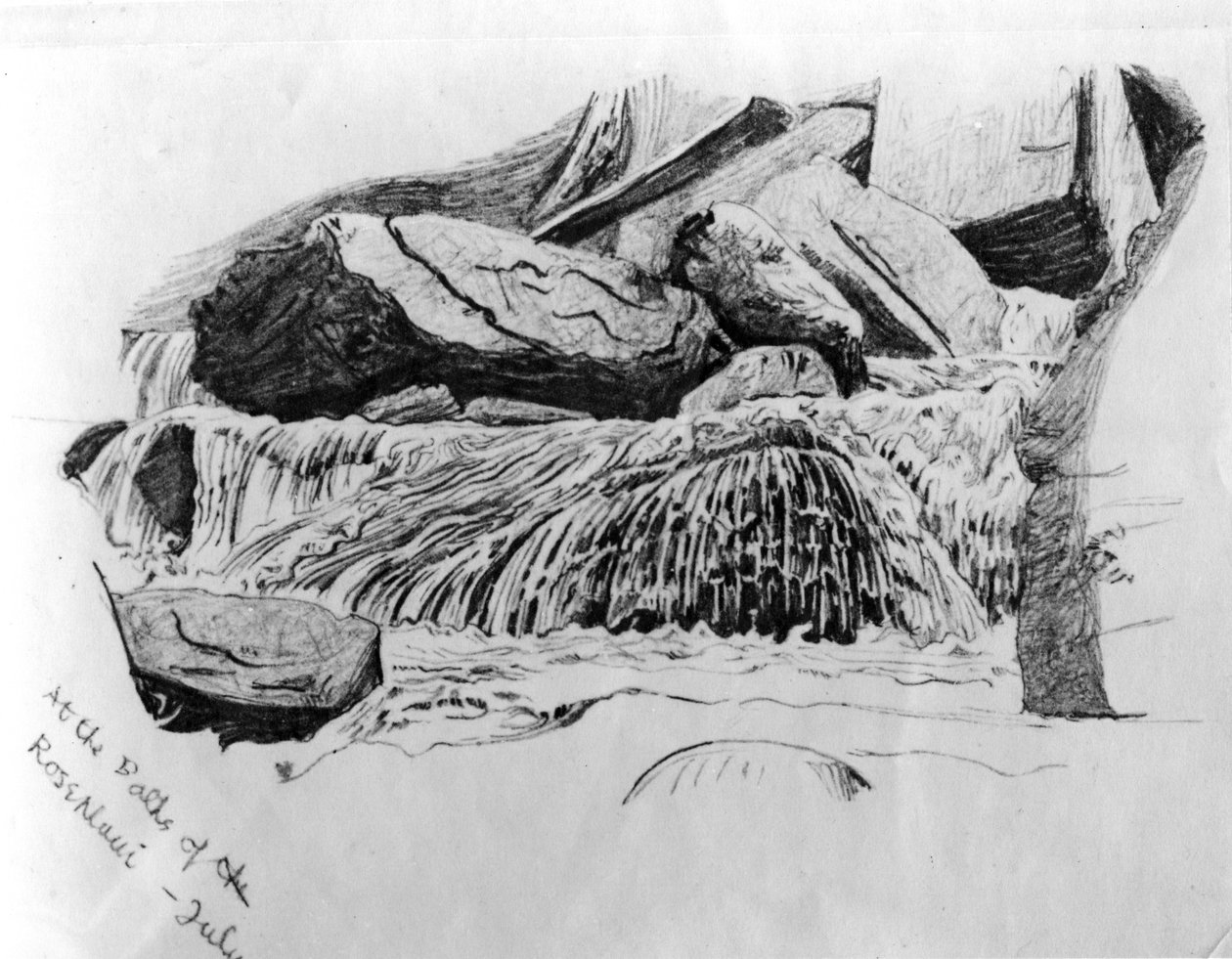 W łaźni Rosenlaui - lipiec, ok. 1867 (ołówek na papierze) autorstwa Gerard Manley Hopkins