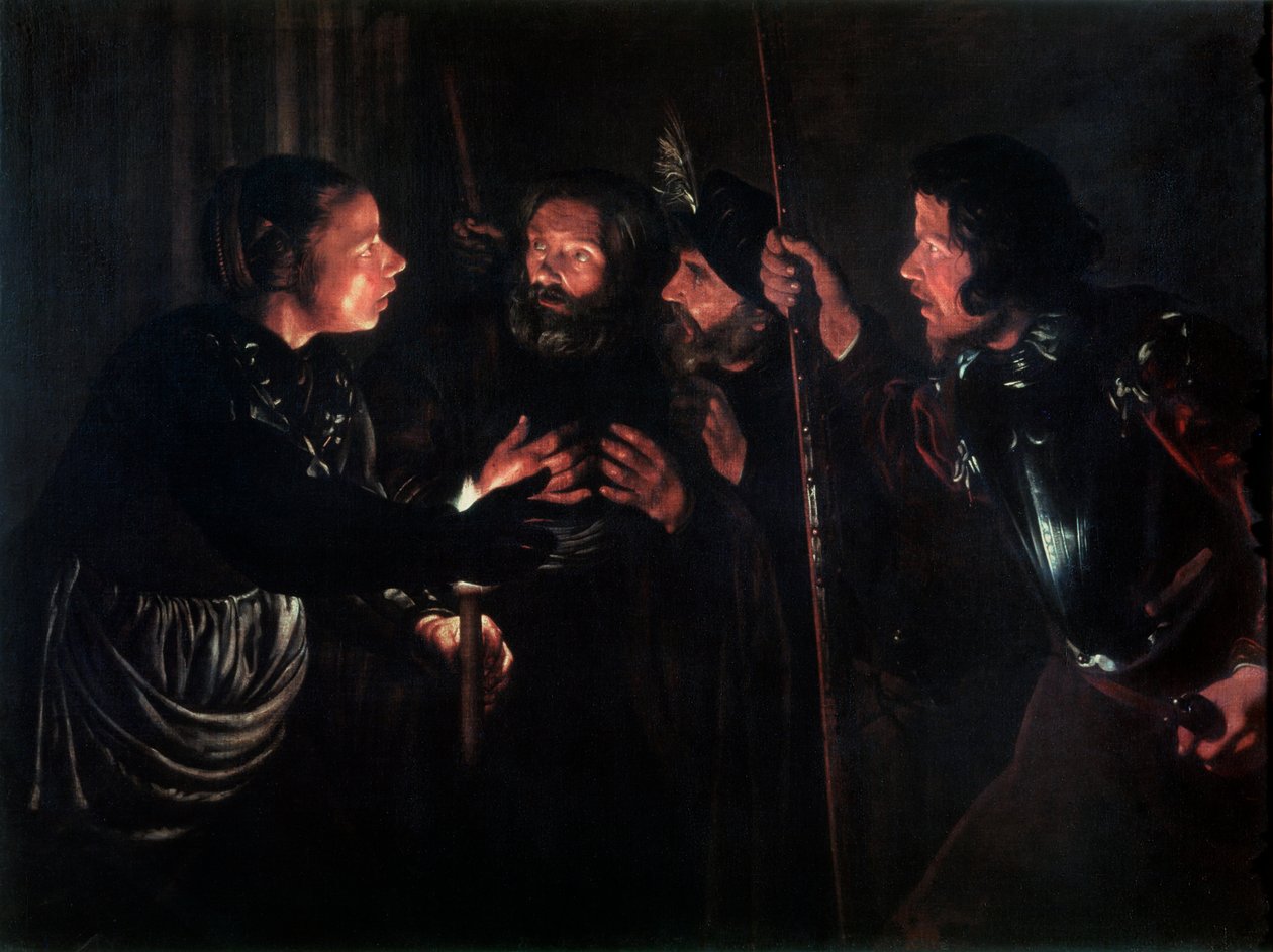 Odmowa św. Piotra, 1620s. autorstwa Gerard . Seghers