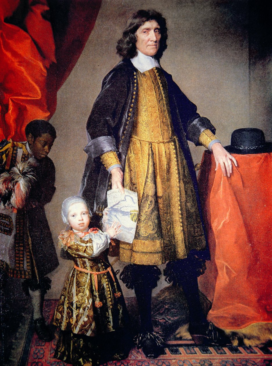 Portret Ceciliusa Calverta, 2. lorda Baltimore of Maryland, z wnukiem i pomocnikiem (olej na płótnie) autorstwa Gerard Soest