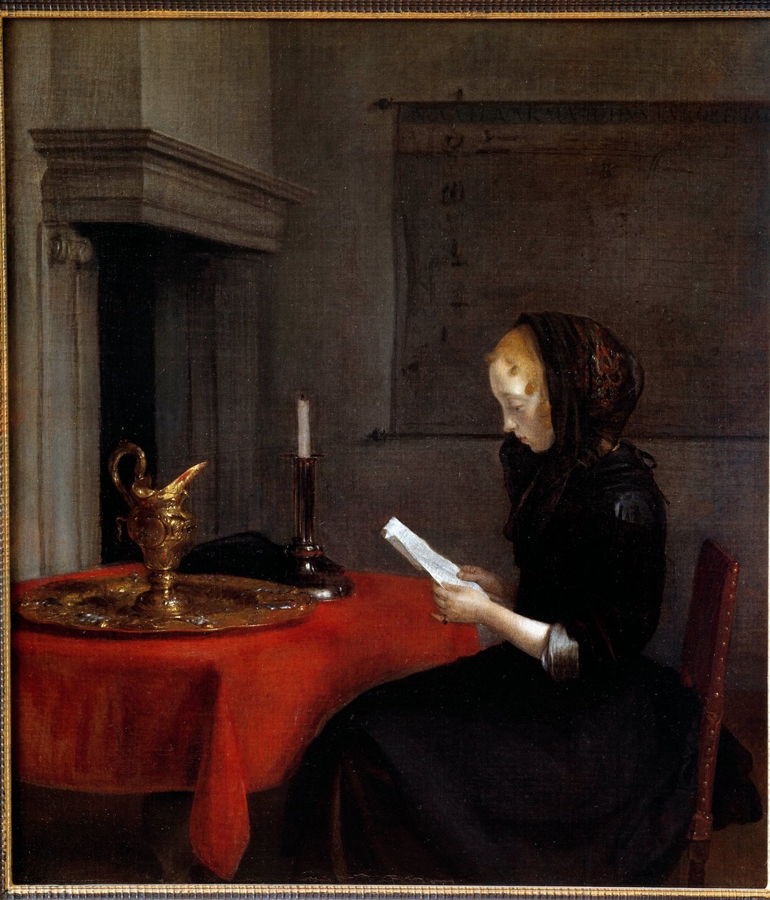 Kobieta czytająca list. Obraz holenderskiego Gerarda Ter Borcha (1617-1681) autorstwa Gerard ter Borch