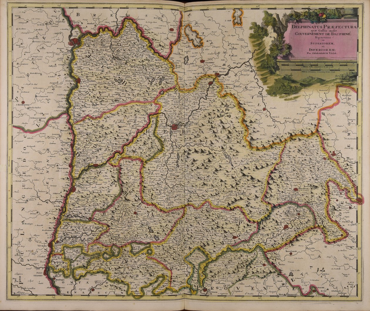 Delphinatus praefectura quae Gallis audit government of Daufhiné bipartitus in superiorem et inferiorem autorstwa Gerard Valck