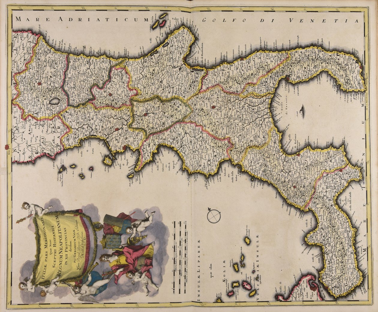 Italiae pars meridionalis quae nunc sceptri Hispanici regnum Neapolitanum in XII provincias divisum autorstwa Gerard Valck