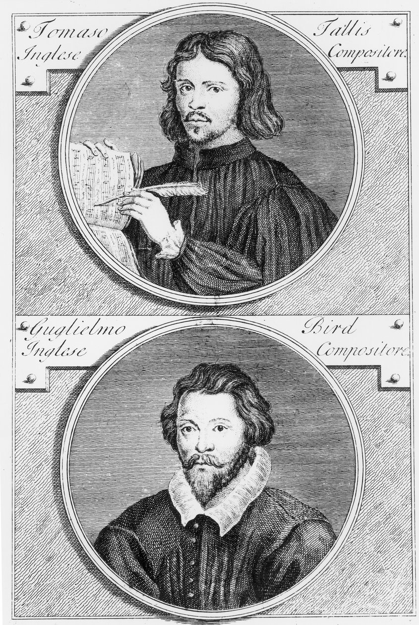 Thomas Tallis (ok.1505-85) i William Byrd (1543-1623) grawerowane przez Niccolo Francesco Haym (168889-c.1729) autorstwa Gerard Vandergucht