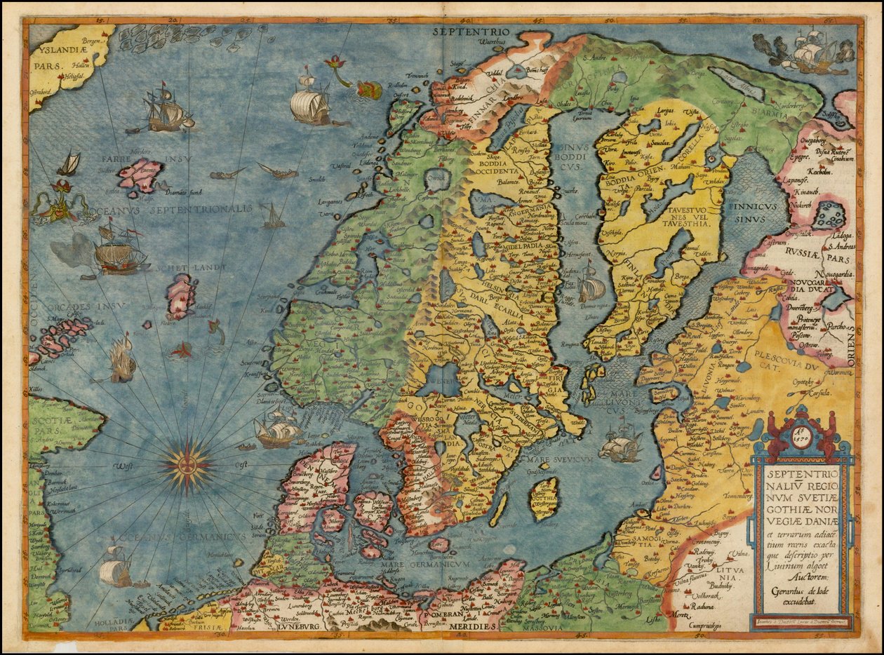 Mapa Europy Północnej z 1593 roku autorstwa Gerarda de Jode autorstwa Gerard de Jode