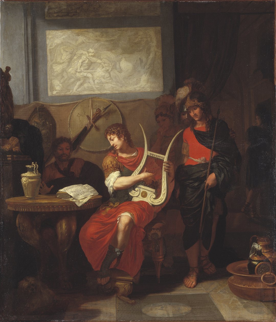 Achilles grający na lirze przed Patroclusem - Achilles grający na lirze przed Patroclusem, autorstwa Lairesse, Gerard, de (1640-1711). olej na płótnie autorstwa Gerard de Lairesse