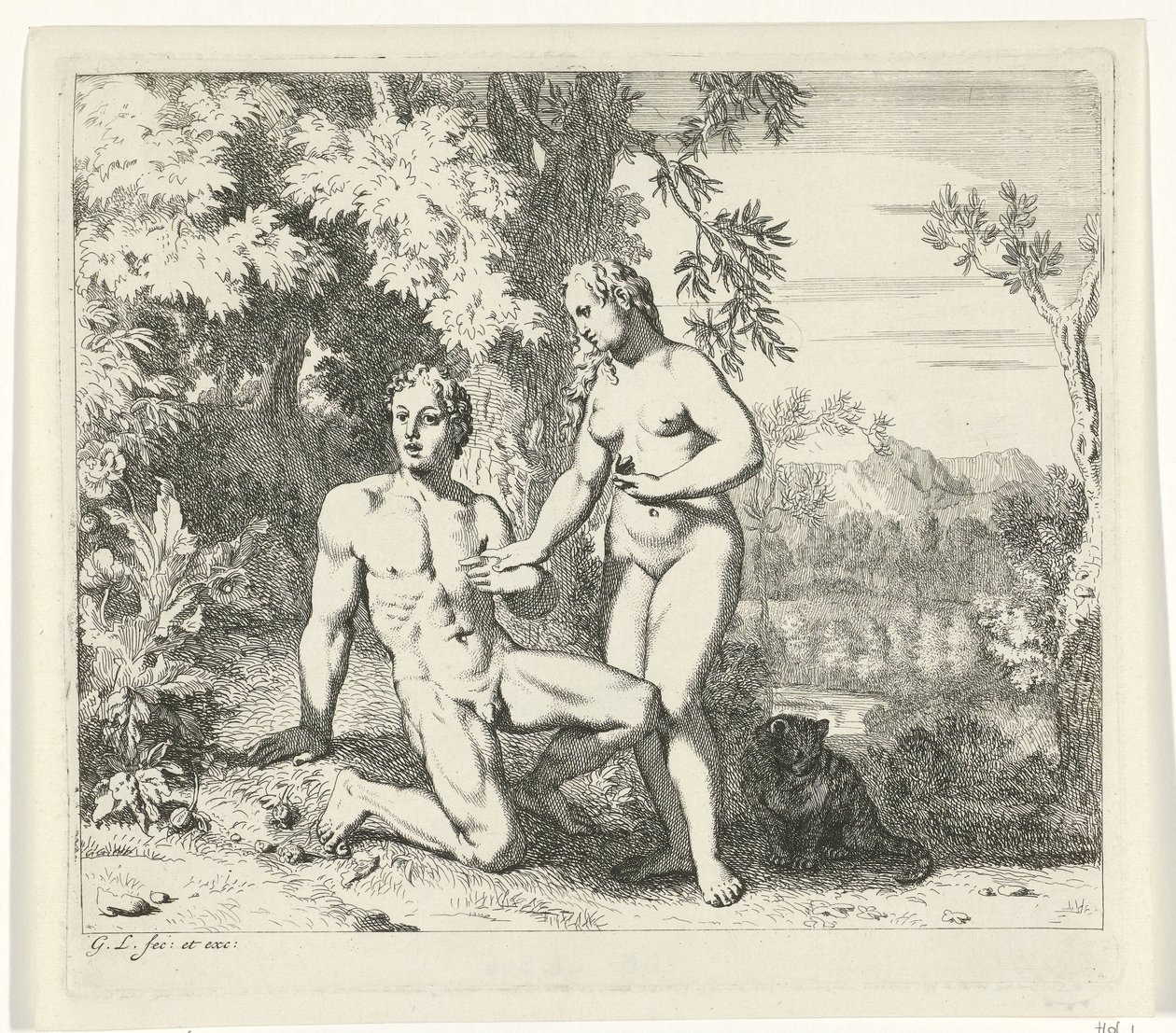Adam i Ewa w raju Sceny z Genesis (tytuł serii) autorstwa Gerard de Lairesse