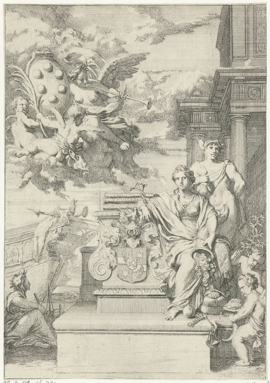 Alegoria handlu i herb rodziny De Medici autorstwa Gerard de Lairesse