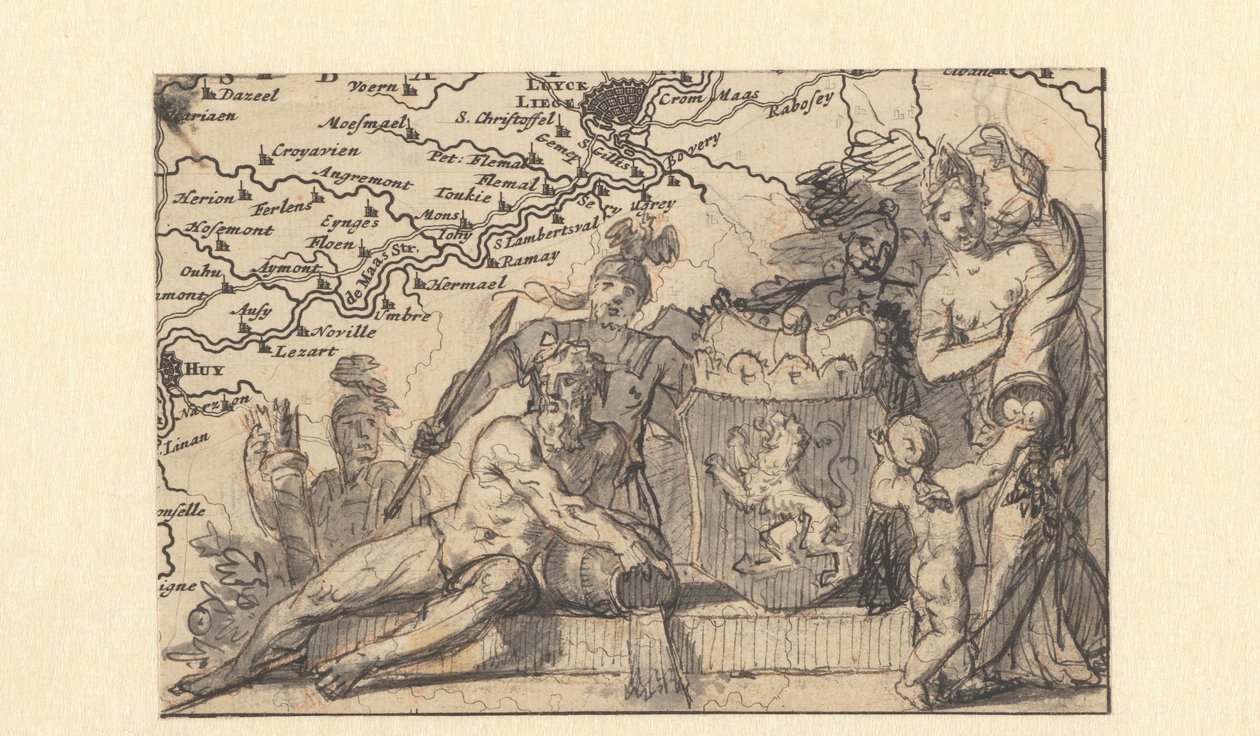 Projekt winiety z herbem Brabancji autorstwa Gerard de Lairesse