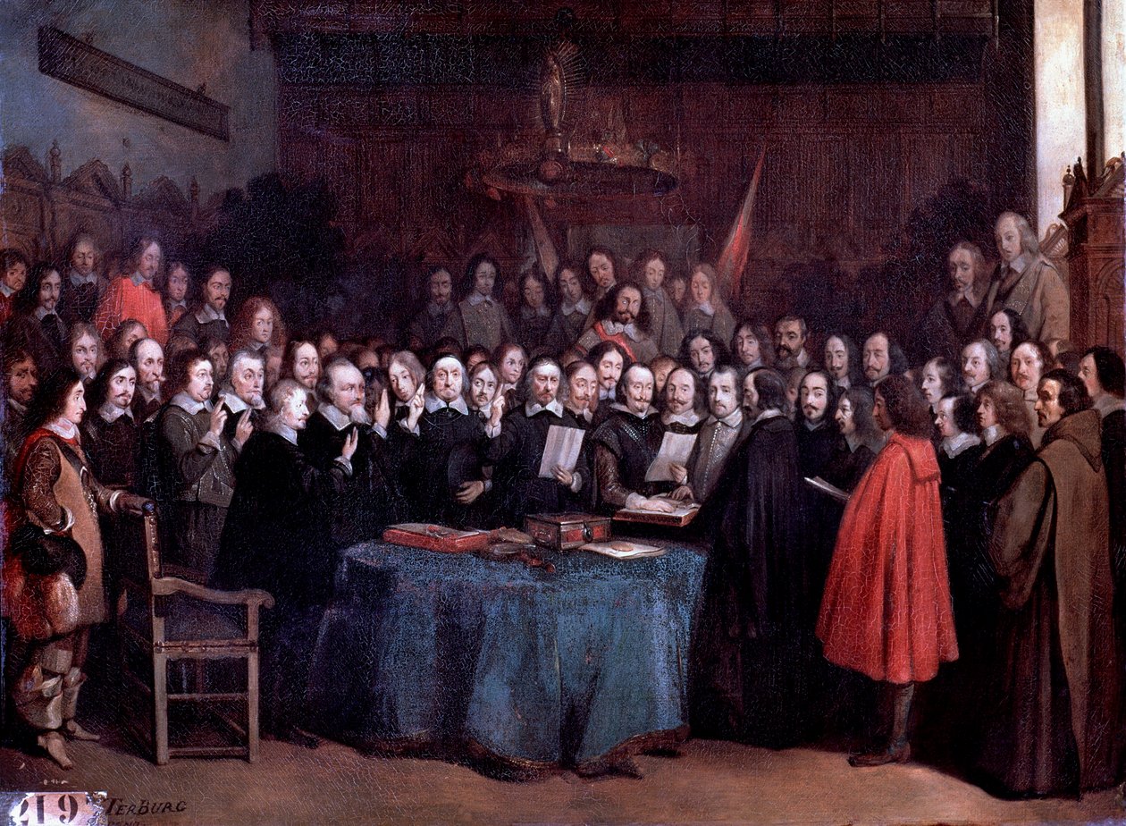 Traktat z Muenster (malarstwo autorstwa Gerard ter (after) Borch or Terborch