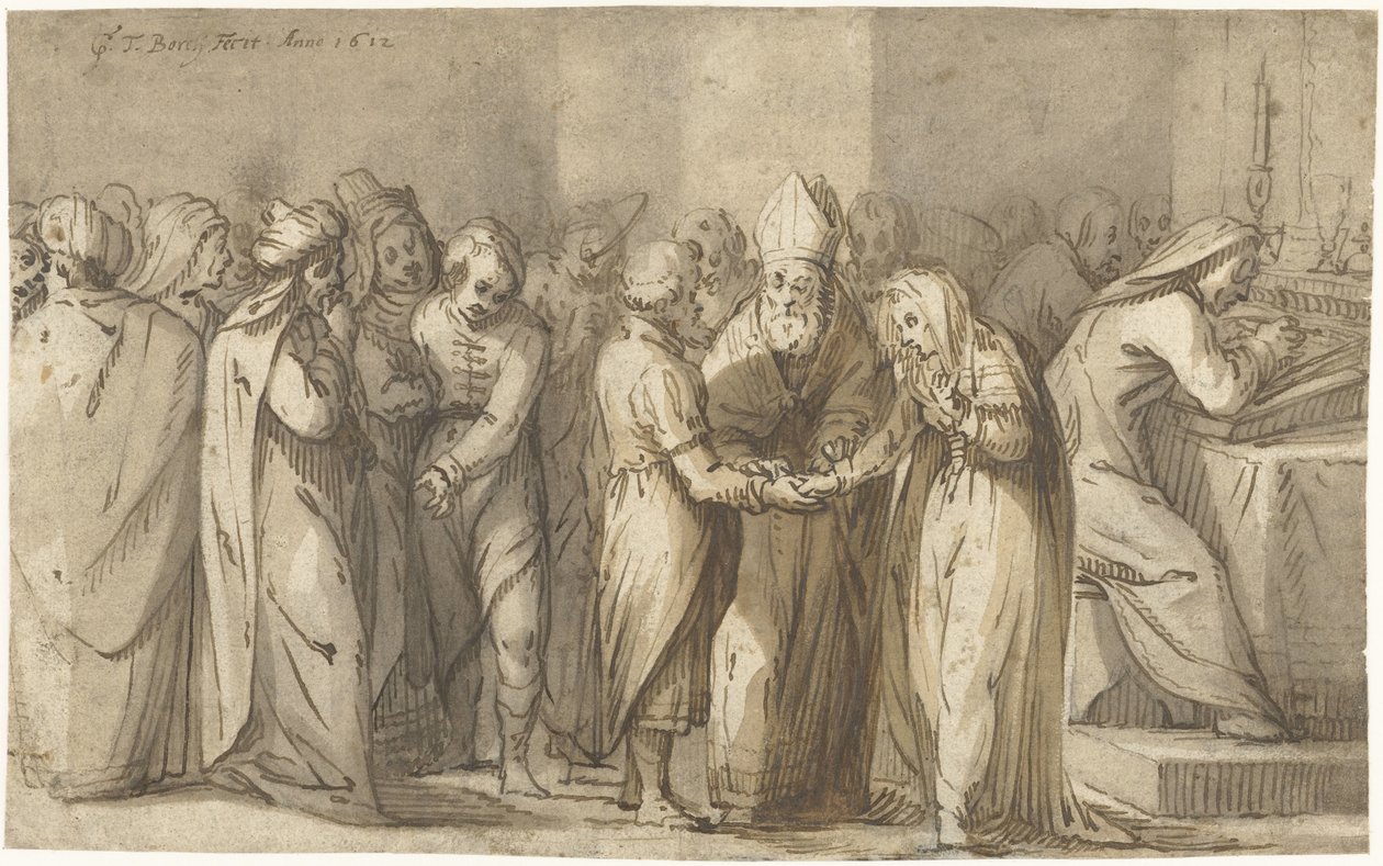 Błogosławieństwo małżeńskie Najświętszej Maryi Panny autorstwa Gerard ter Borch