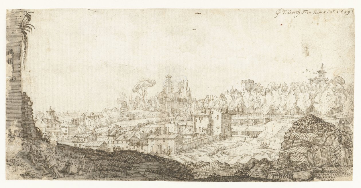Widok na Pincio od południowego wschodu, Rzym autorstwa Gerard ter Borch
