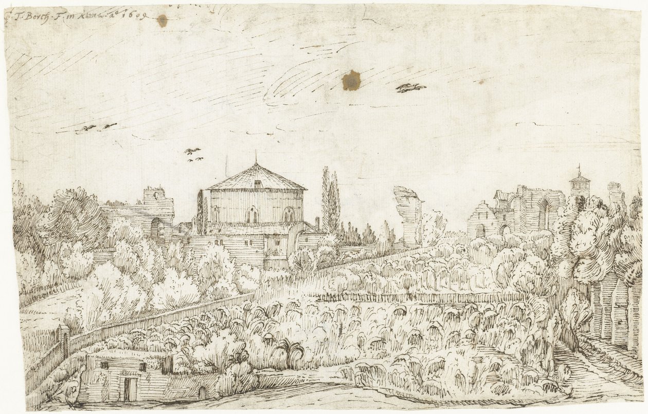 Widok na San Stefano Rotondo w Rzymie od północy autorstwa Gerard ter Borch