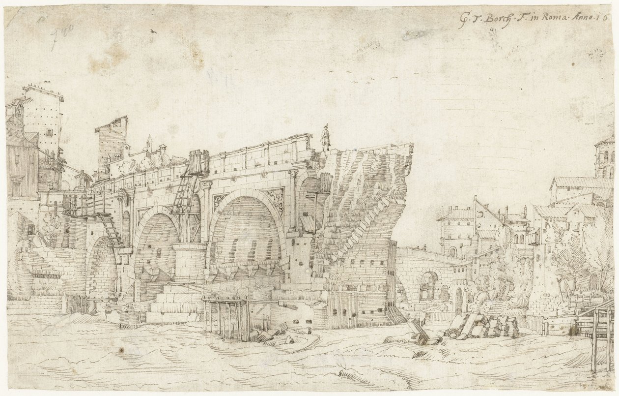 Ponte Rotto nad Tybrem, Rzym autorstwa Gerard ter Borch