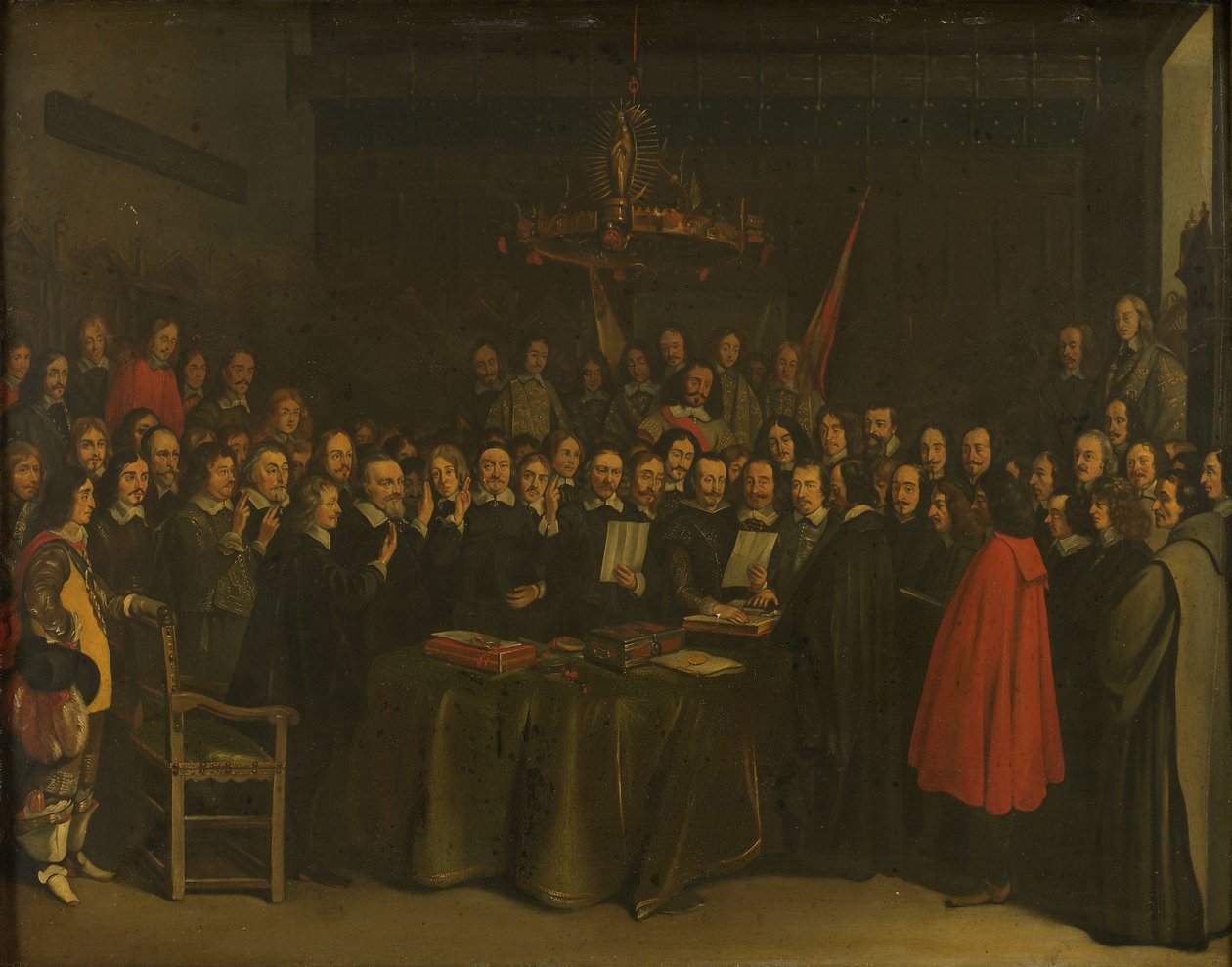 Ratyfikacja pokoju w Münster między Hiszpanią a Republiką Holenderską w Ratuszu w Münster, 15 maja 1648 autorstwa Gerard ter Borch (II) (copy after)