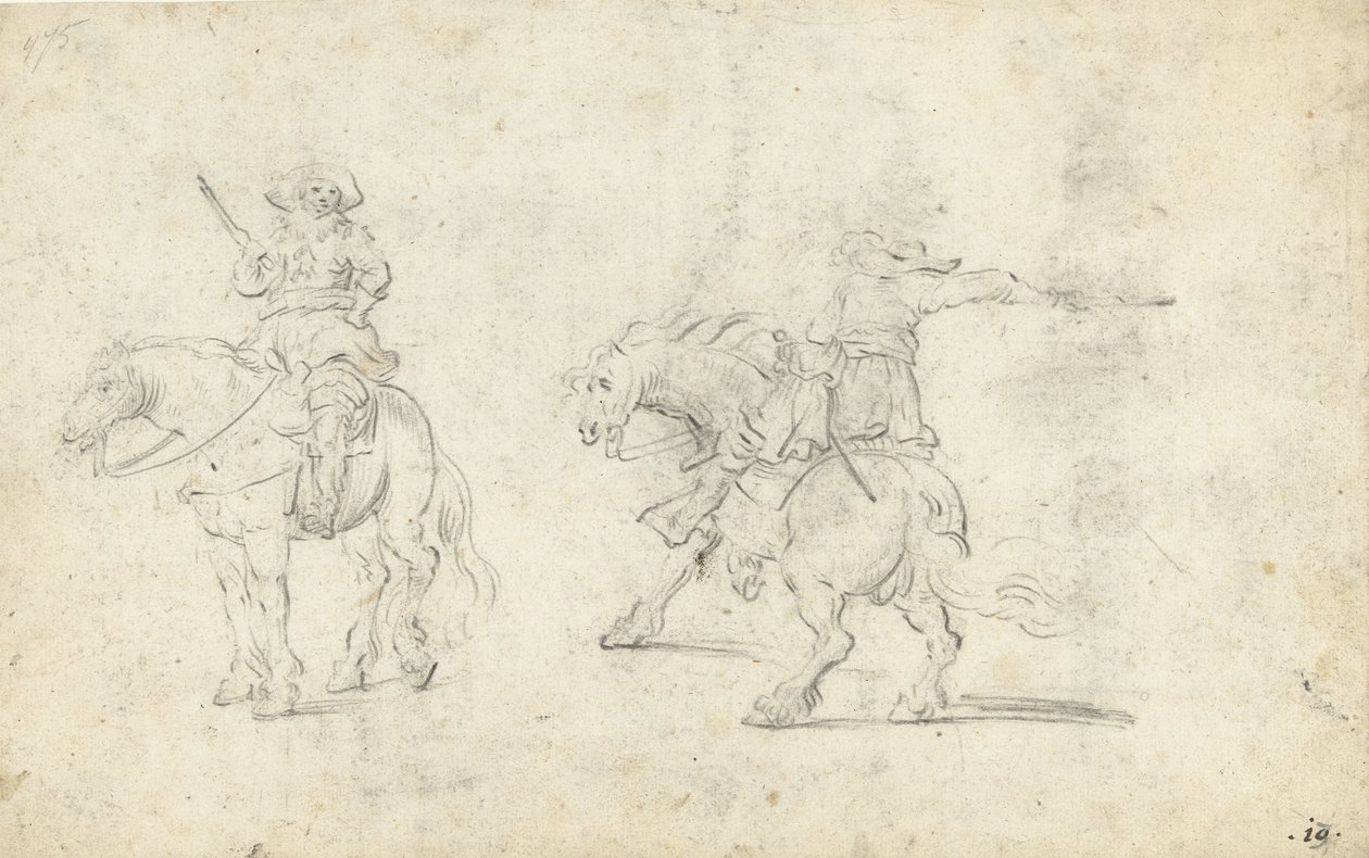 Dwóch żołnierzy na koniach autorstwa Gerard ter Borch (II) (possibly)