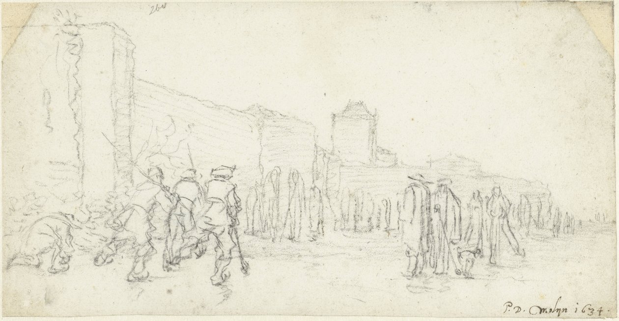 Lodowa rozrywka w Zijlpoort w Haarlemie autorstwa Gerard ter Borch (II)