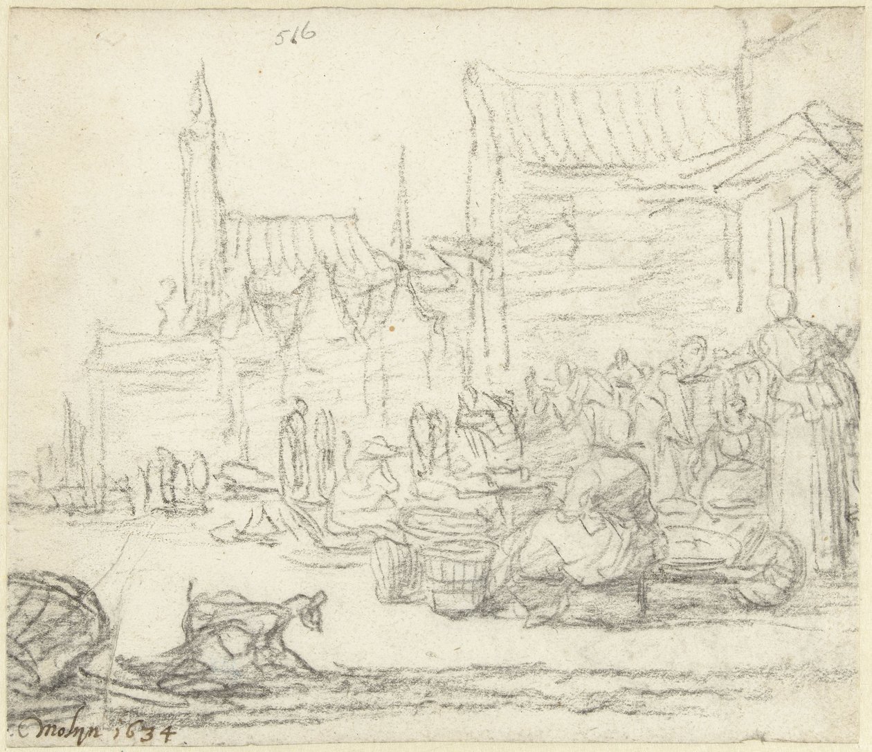 Rolka na pokładzie rynku autorstwa Gerard ter Borch (II)