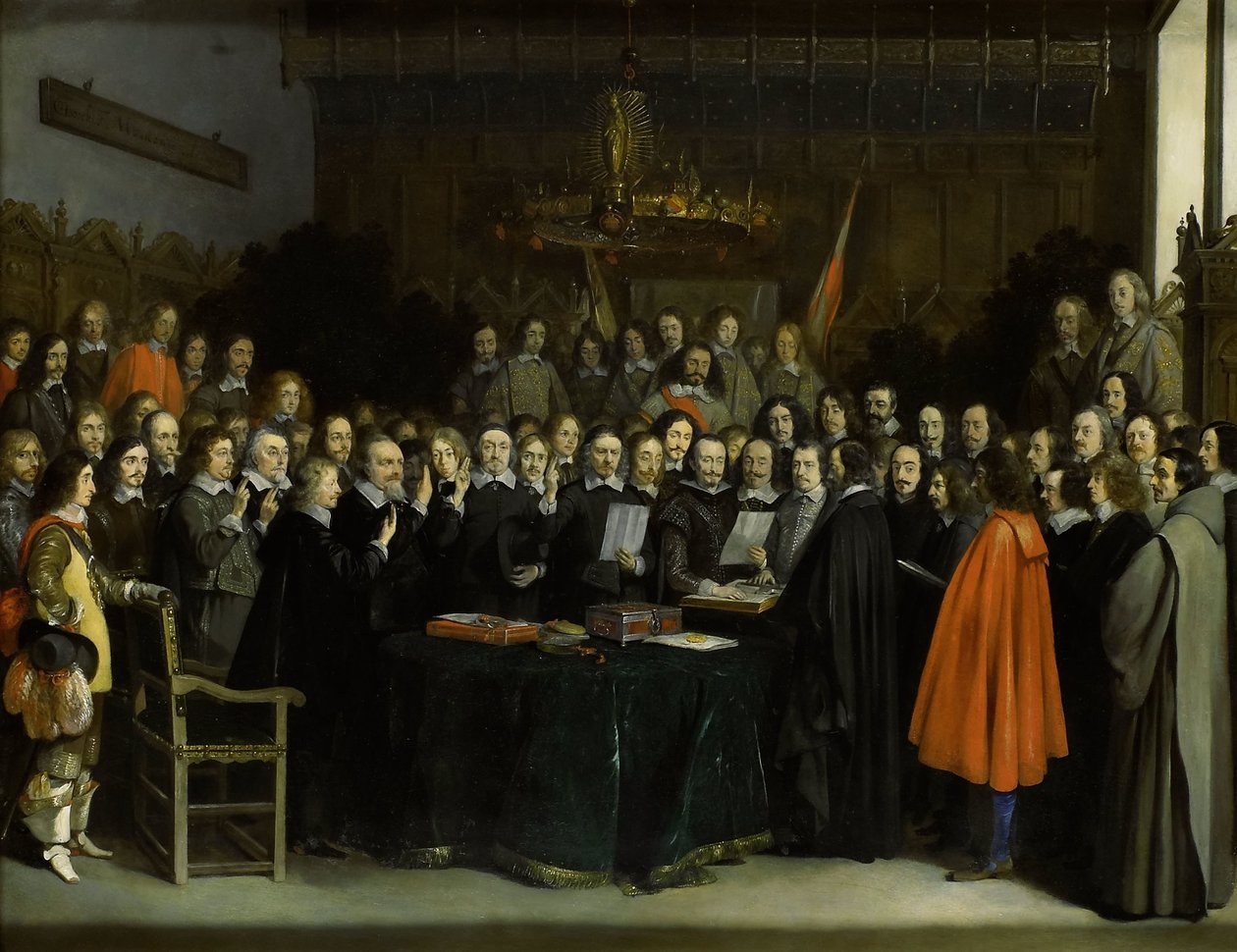 Ratyfikacja traktatu z Munster Przysięga pokoju w Münster w 1648 r. autorstwa Gerard ter Borch (II)