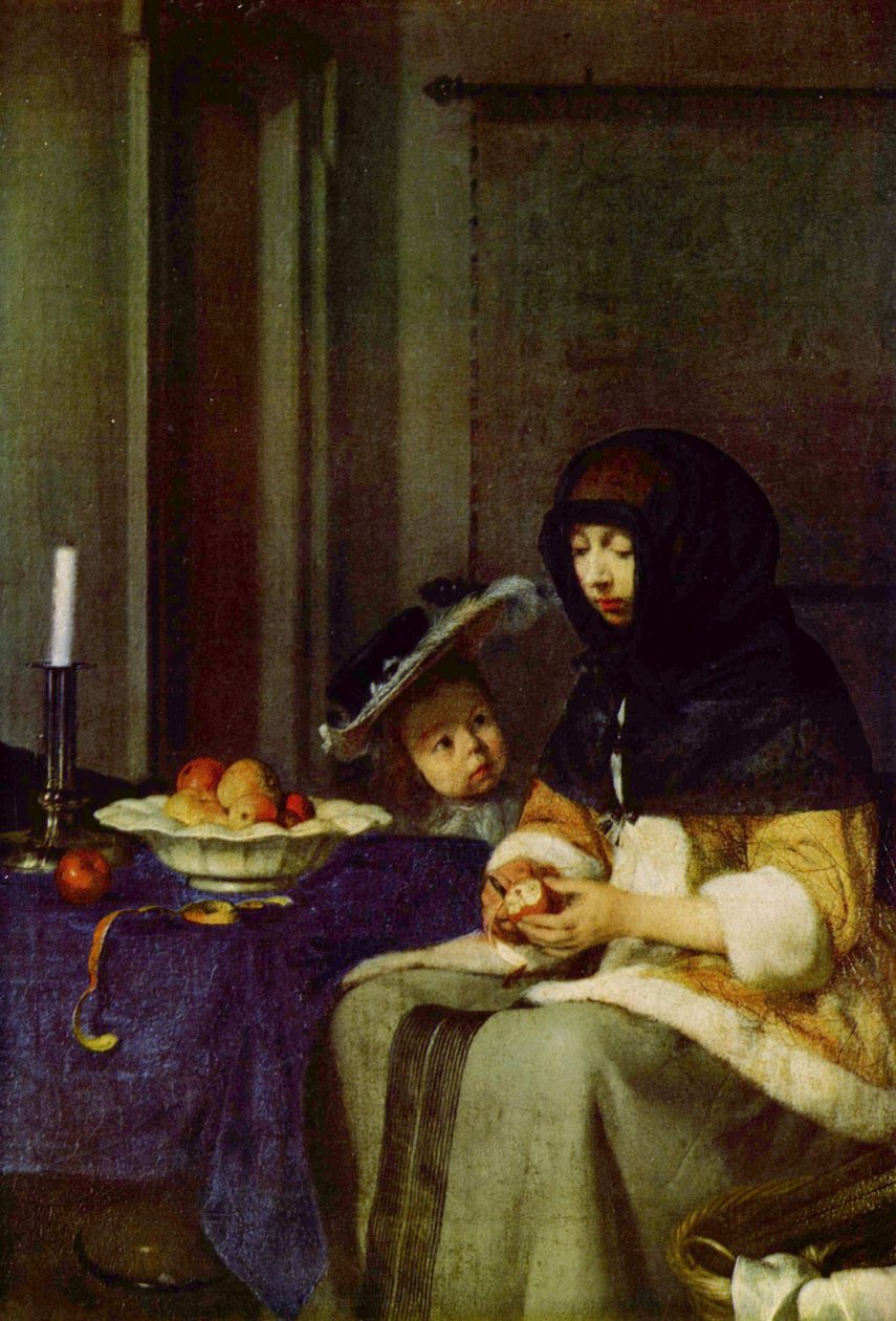Niemiecki: Apfelschälerin Obieraczka do jabłek autorstwa Gerard ter Borch