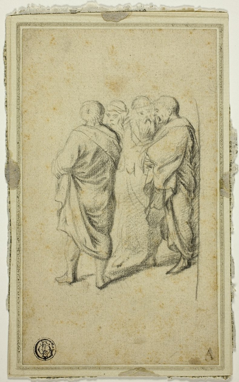 Grupa czterech mężczyzn w togach autorstwa Gerard ter Borch