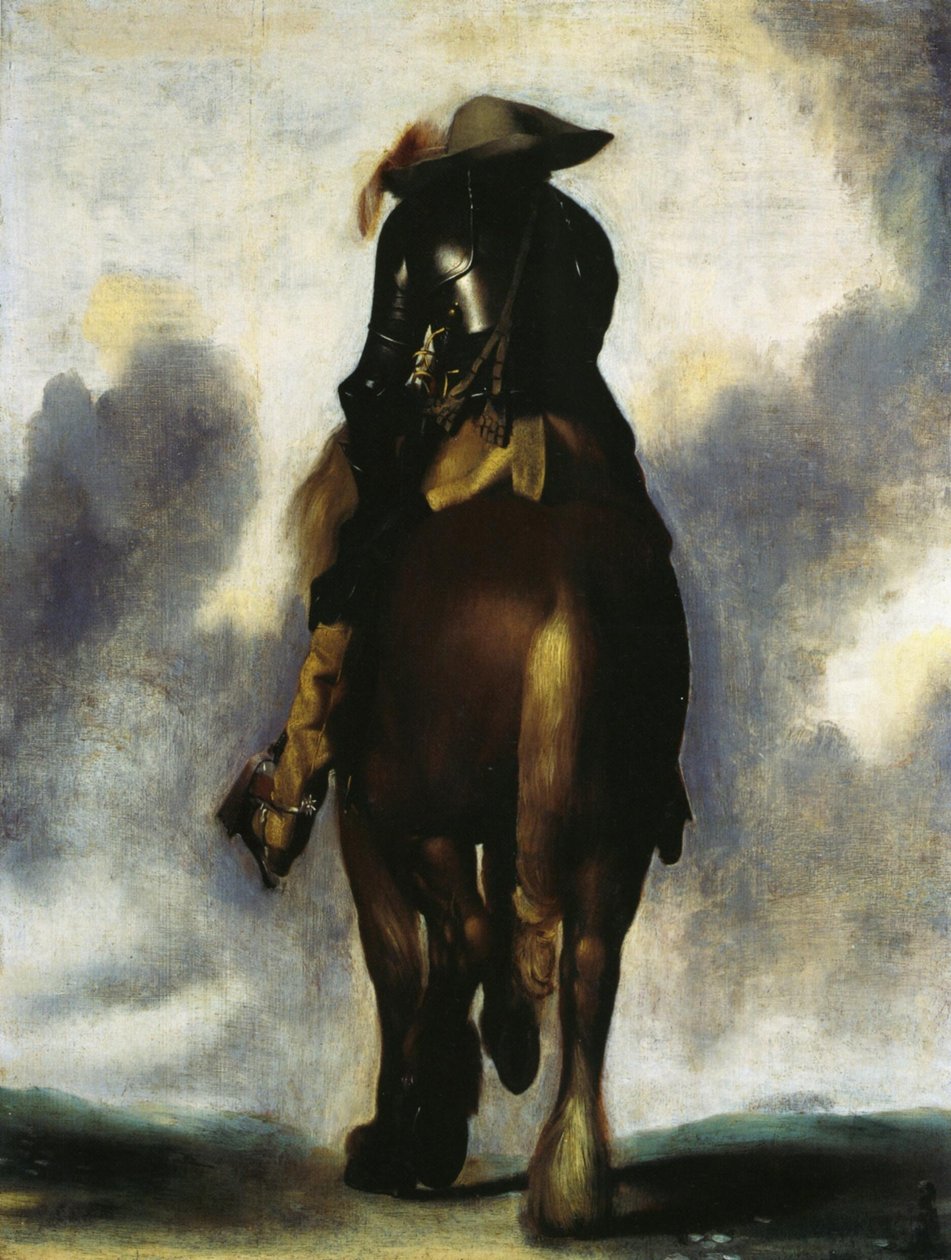 Mężczyzna na koniu, widziany od tyłu autorstwa Gerard ter Borch