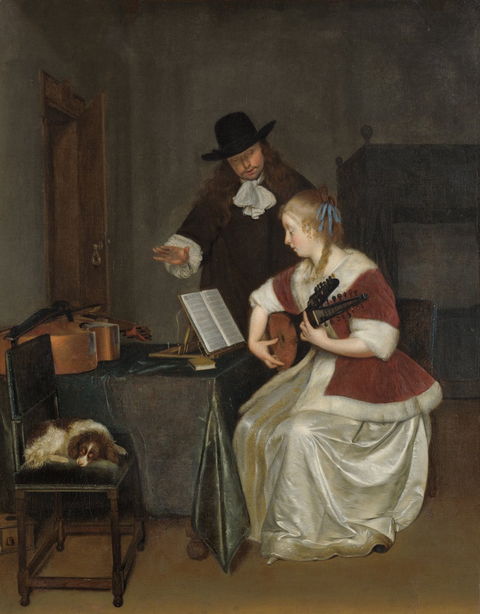 Lekcja muzyki autorstwa Gerard ter Borch
