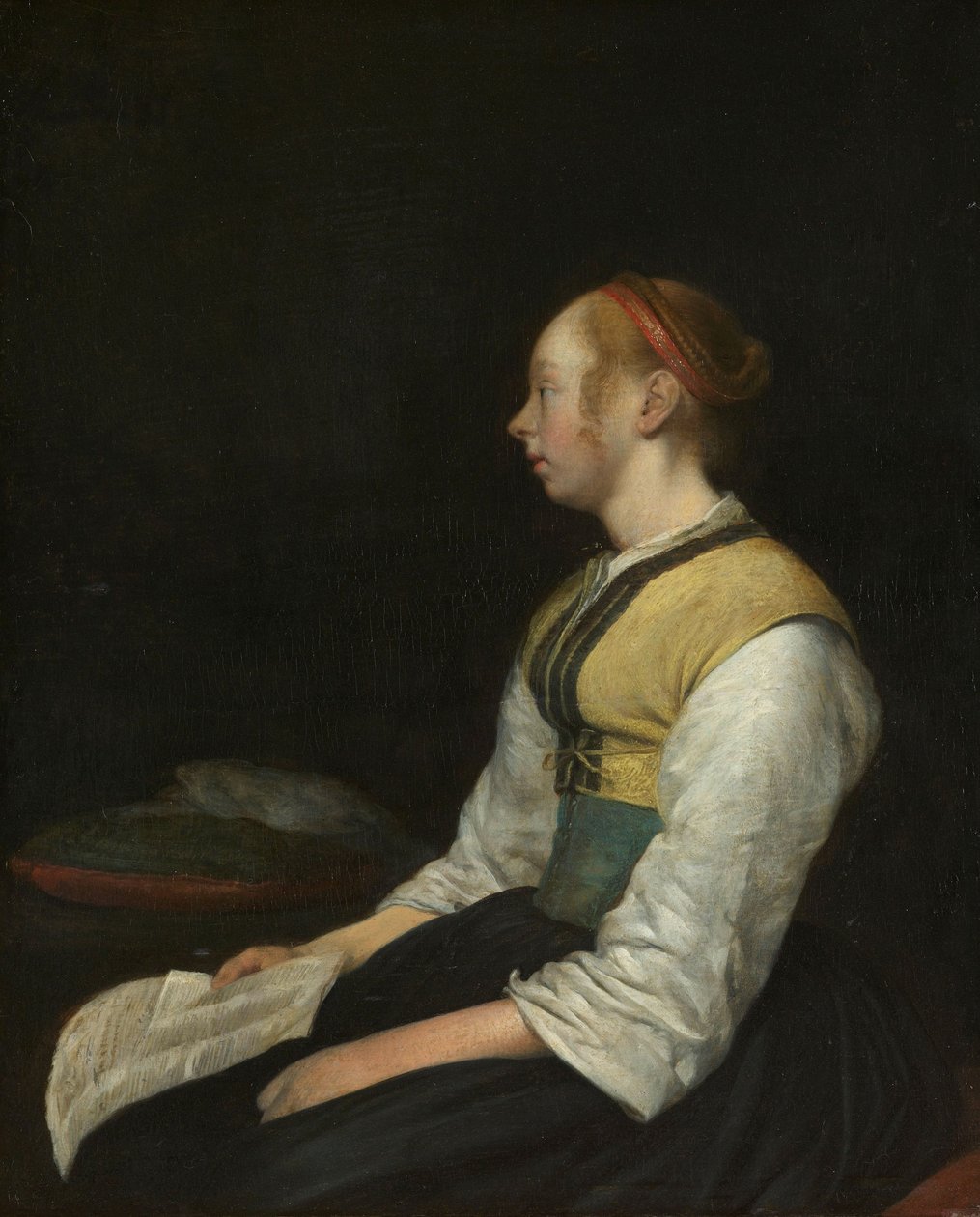 Siedząca dziewczyna w stroju chłopa, ok. 1930 r. 1650-60 autorstwa Gerard ter Borch