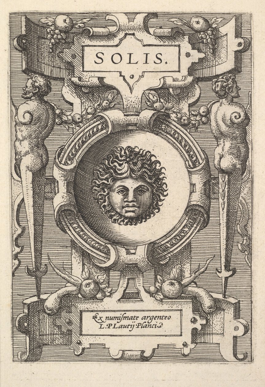 Popiersie Sol otoczone plecieniem, z cyklu „Deorum dearumque”, zestaw obrazów z..., 1573 autorstwa Gerard van Groeningen
