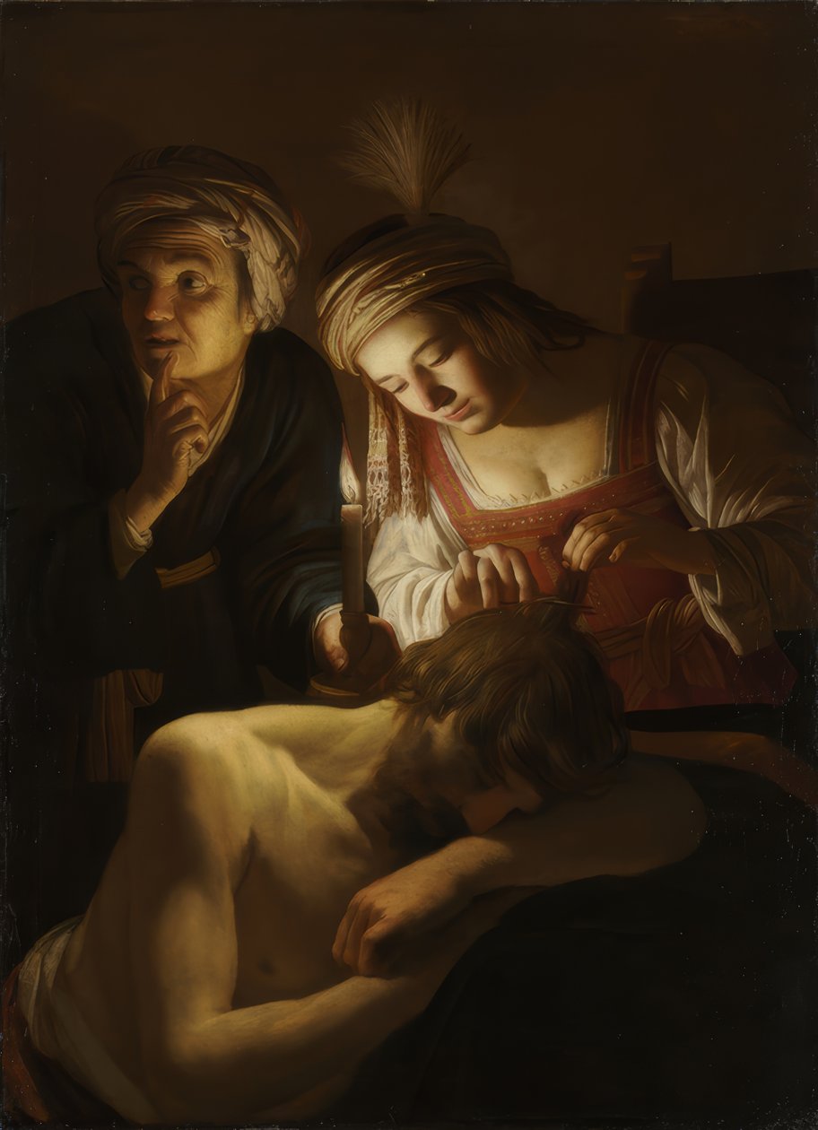 Samson i Delilah autorstwa Gerard van Honthorst