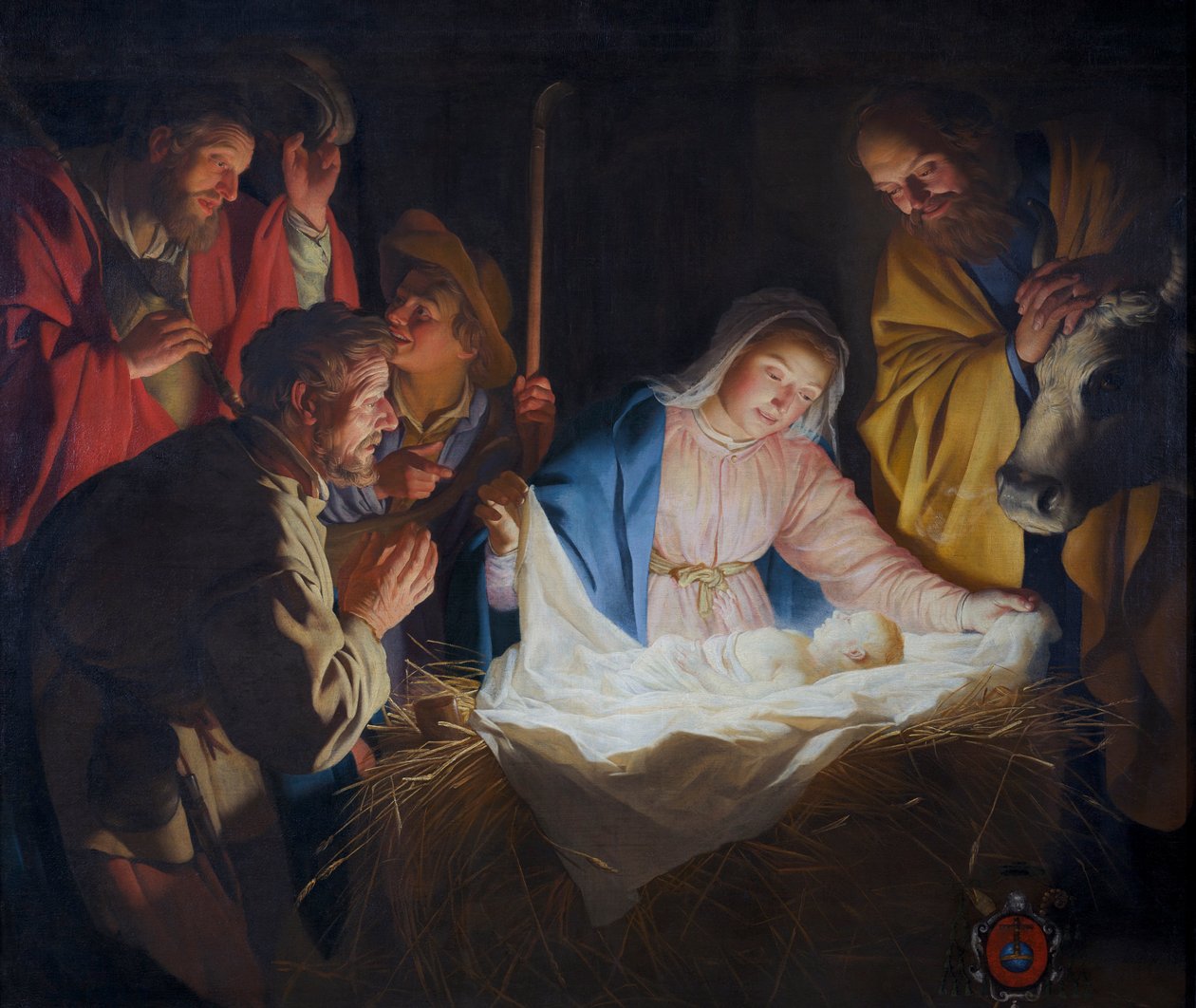 Adoracja pasterzy autorstwa Gerard van Honthorst