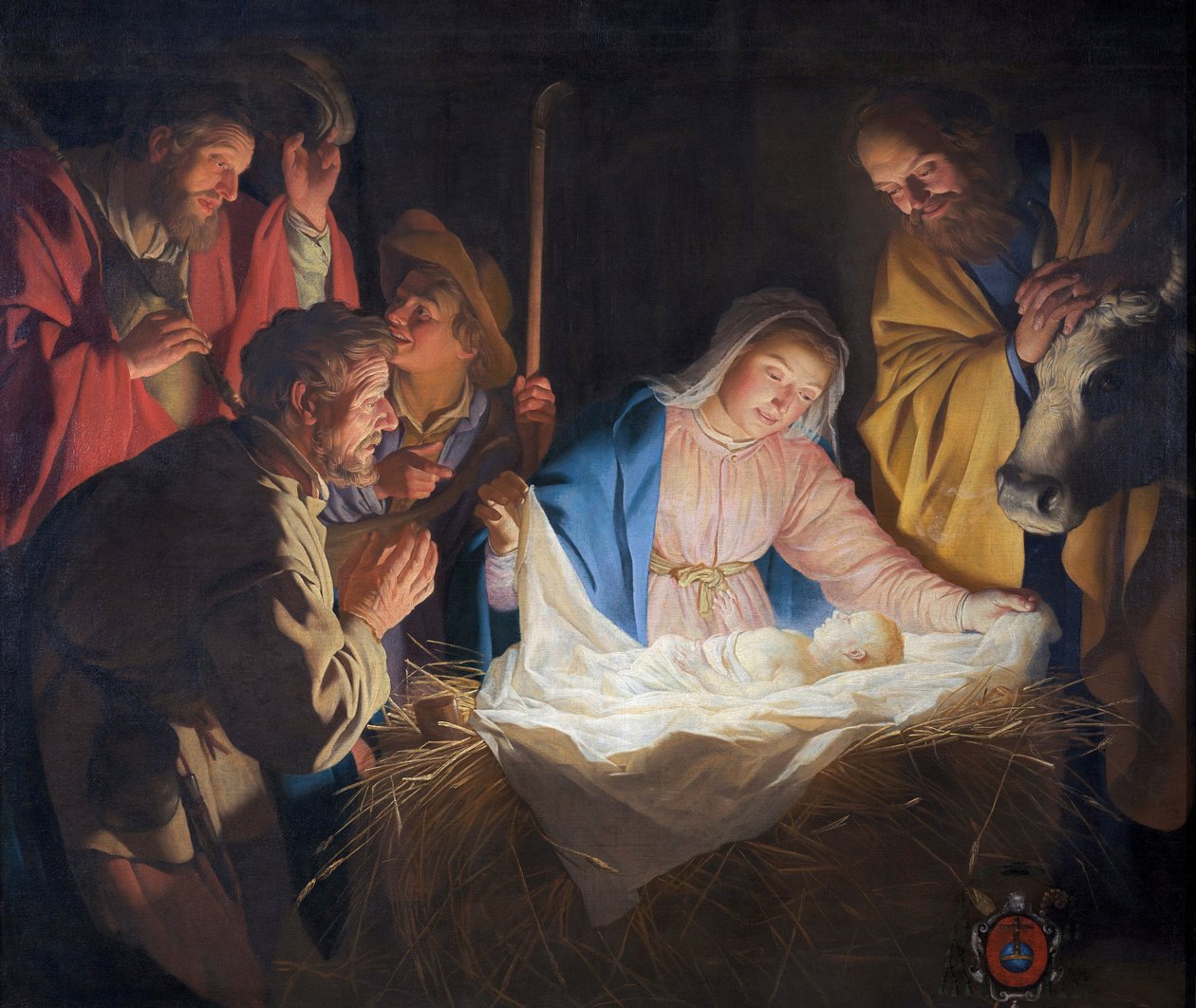 Adoracja pasterzy autorstwa Gerard van Honthorst