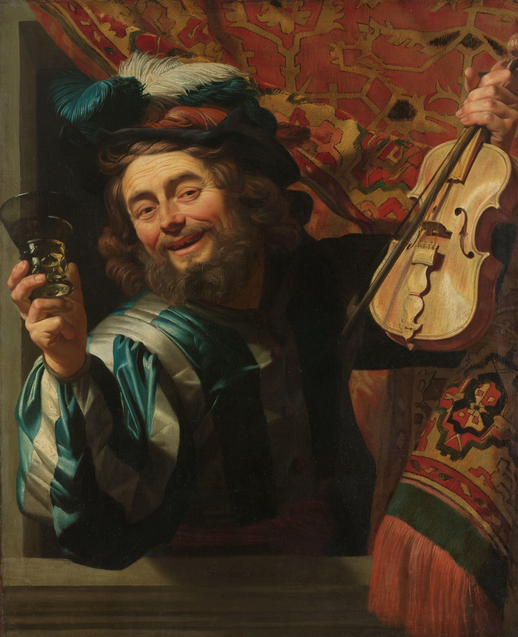 Wesoły Skrzypek Wesoły skrzypek z kieliszkiem autorstwa Gerard van Honthorst
