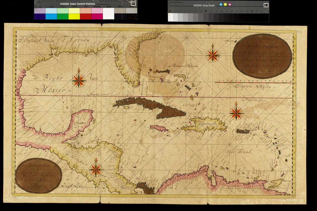 Mapa Indii Zachodnich, Morza Karaibskiego, Antyli autorstwa Gerard van Keulen