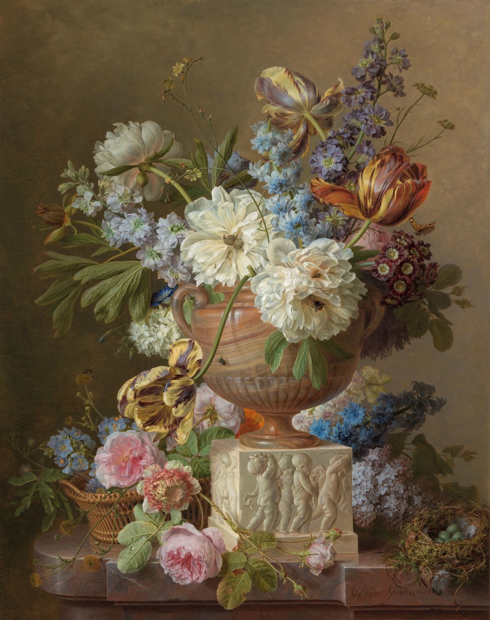 Martwa natura kwiatowa z alabastrową wazą autorstwa Gerard van Spaendonck (signed by artist)