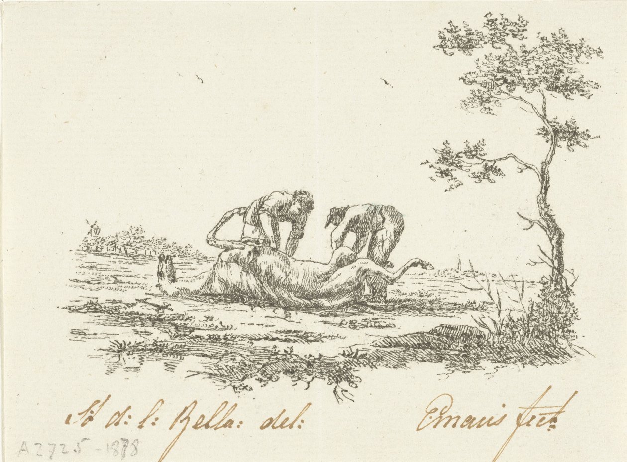 Dwóch skórników koni skinnerowie autorstwa Gerardus Emaus de Micault (signed by artist)