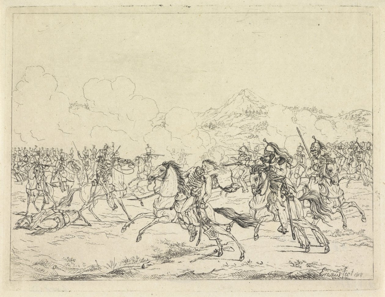 Śmierć Fryderyka Wilhelma z Brunswijk, 1815 autorstwa Gerardus Emaus de Micault