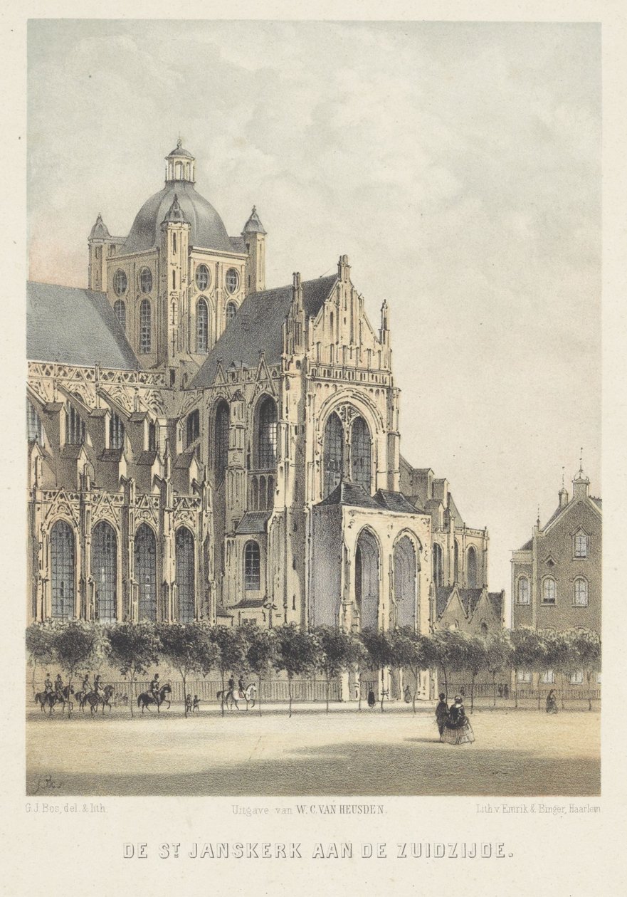 Kościół św. Jana w Den Bosch St. Janskerk od strony południowej (tytuł na obiekcie) autorstwa Gerardus Johannes Bos