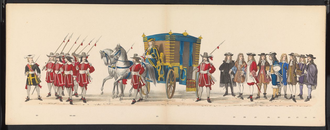 Maskarada uczniów Leiden, 1875 (tablica 18) Maskarada zorganizowana przez członków korpusu studenckiego Leiden 15 czerwca 1875 roku z okazji 300-lecia Leidsche Hoogeschool, przedstawiająca Leidsche Hoogeschool, przedstawioną na autorstwa Gerardus Johannes Bos
