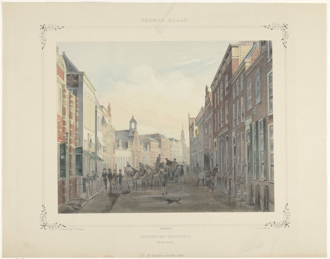 Społeczność studencka przy Breedestraat w Leiden autorstwa Gerardus Johannes Bos