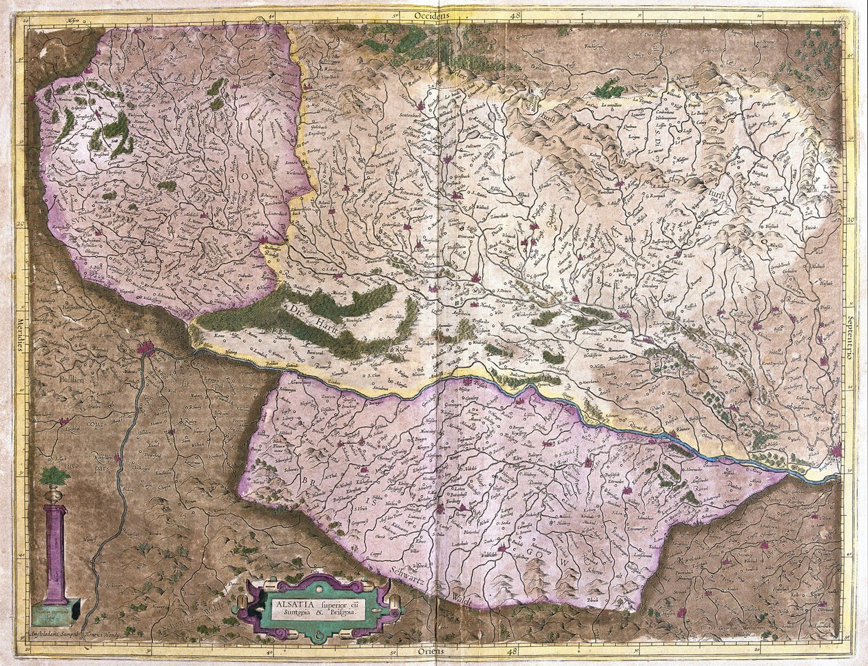 Alzacja, północna Francja (grawerowanie autorstwa Gerardus Mercator