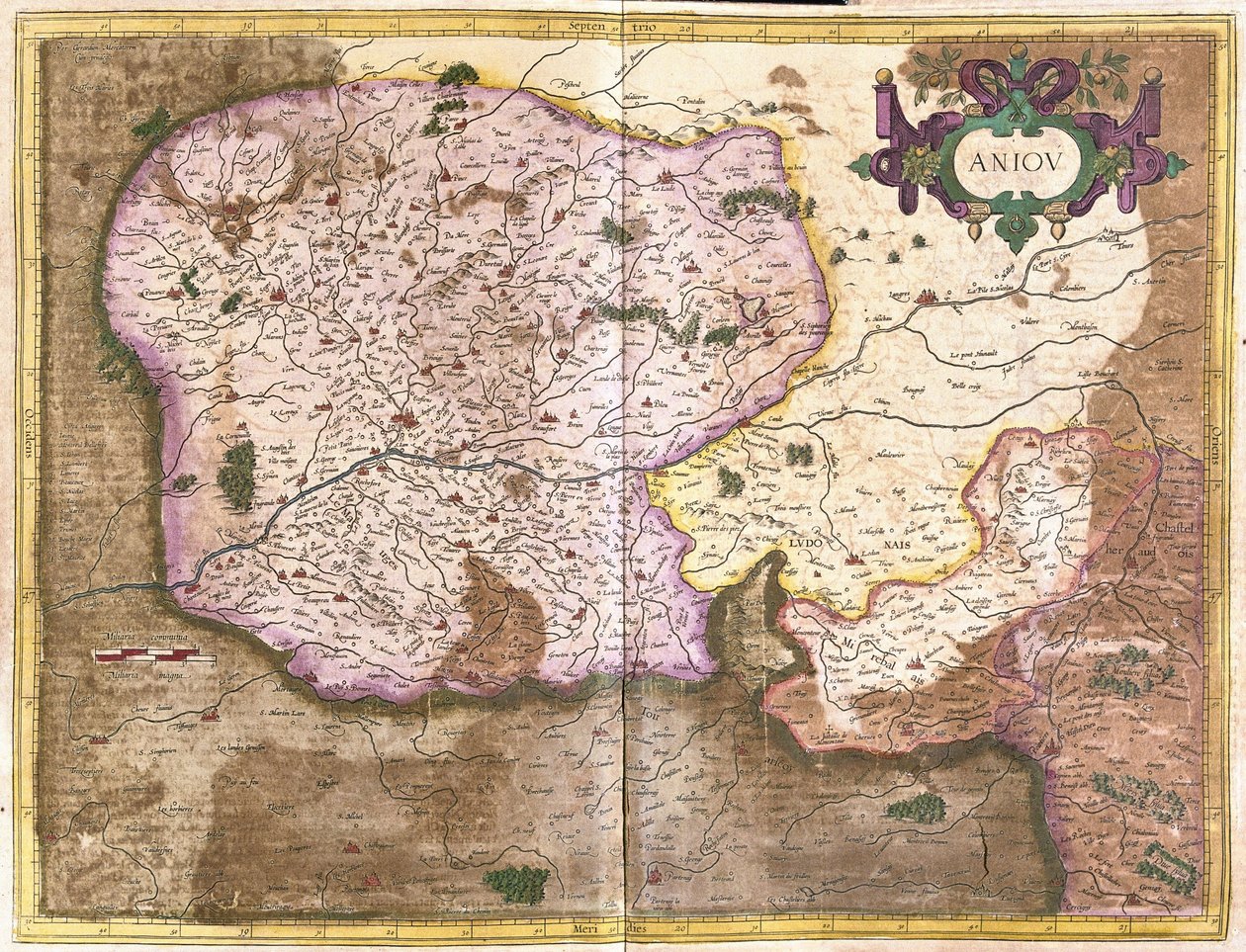 Anjou, kraje Loary, Francja (Grawerowanie autorstwa Gerardus Mercator