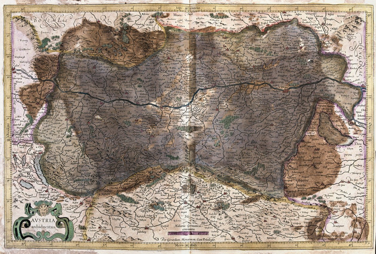 Austria (grawerowanie autorstwa Gerardus Mercator