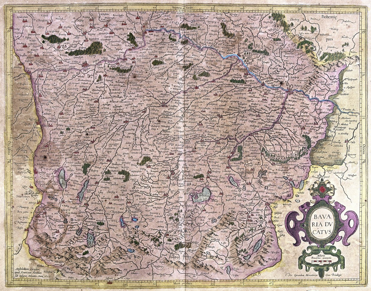 Bawaria, Niemcy (grawerowanie autorstwa Gerardus Mercator