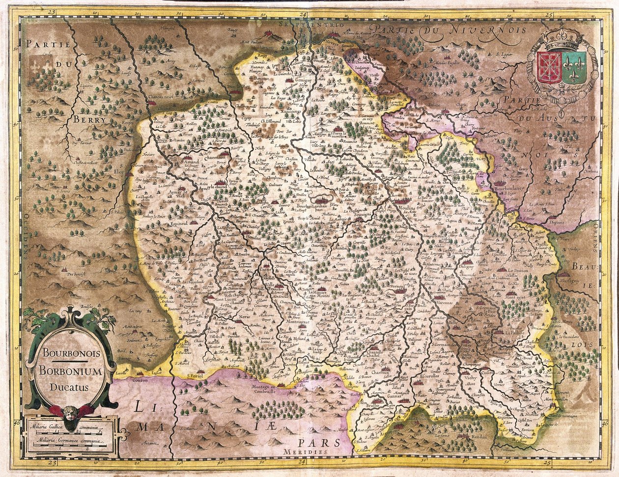 Bourbonnais, Francja (Grawerowanie autorstwa Gerardus Mercator